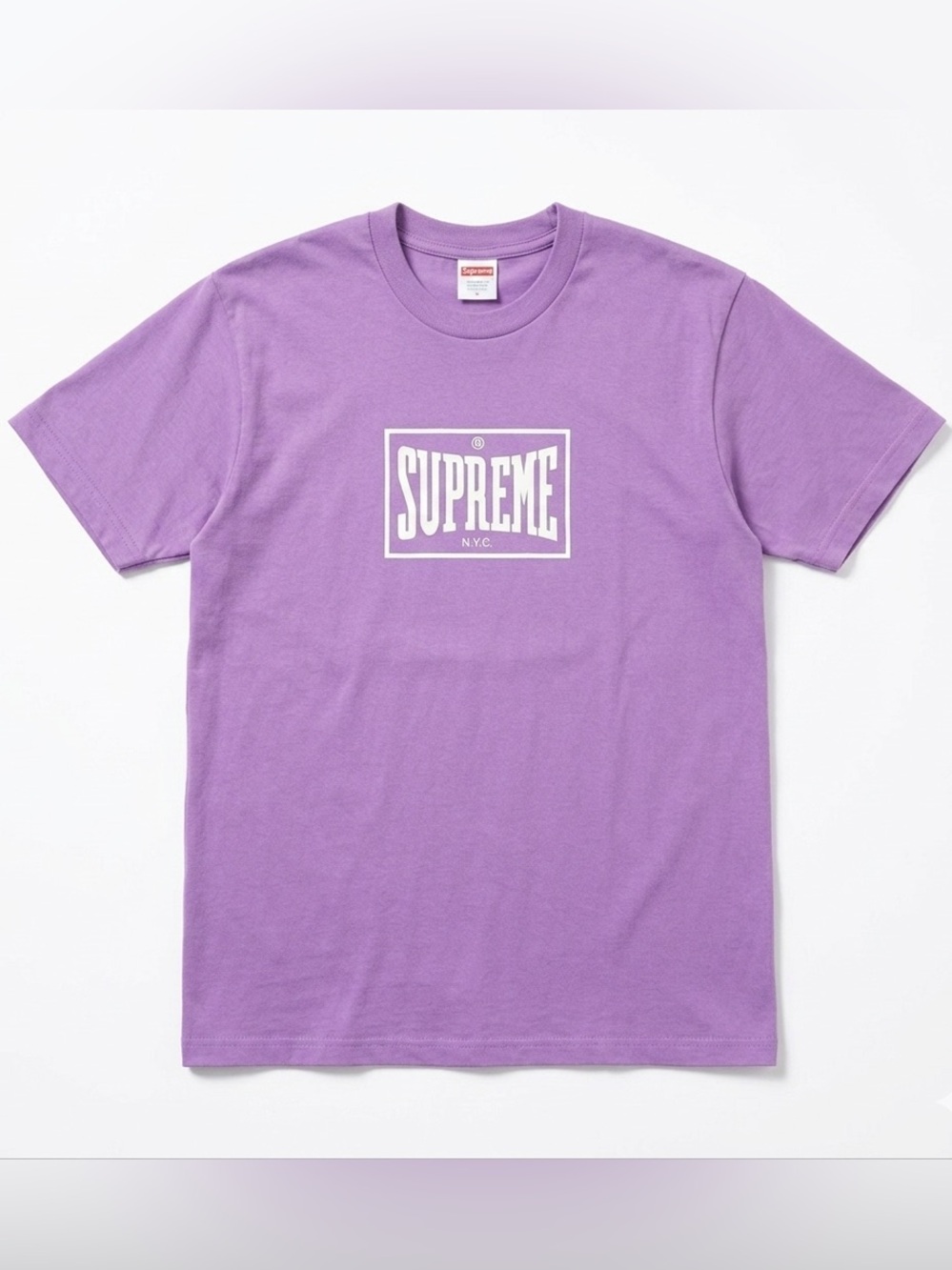 Supreme Lavender Box Logo Tee with White Print